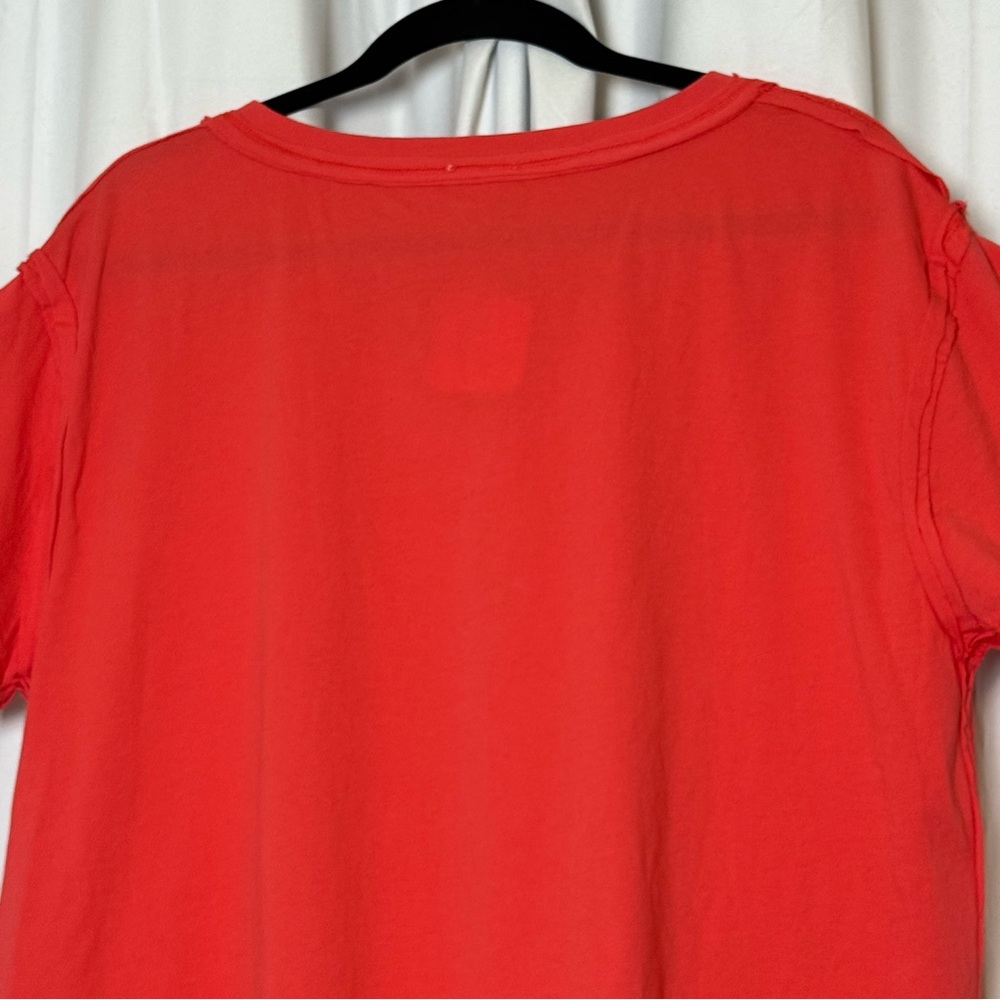 POL Raw Edge Oversized Cotton Tee Red Orange Large NWT - Picture 8 of 11